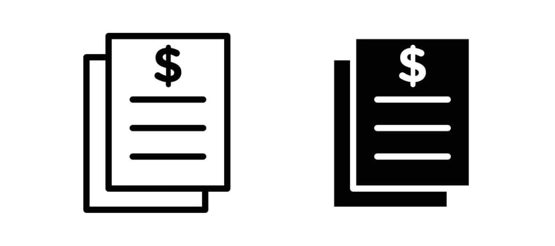 Bank statement icon in black color for website or app. vector