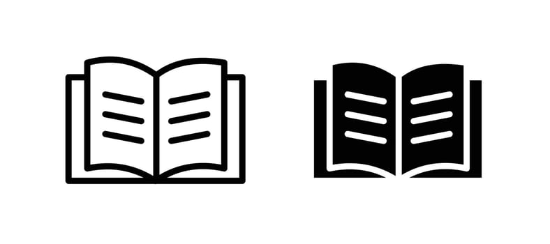 Book icon in black color for website or app. vector