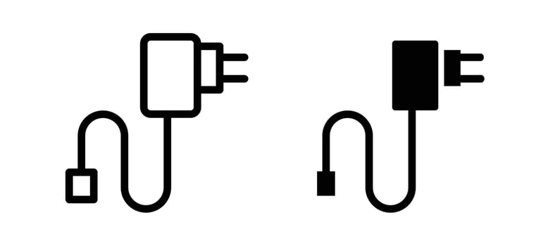 Charger icon in black color for website or app. vector