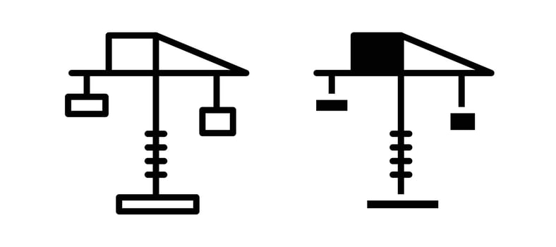 Construction crane icon in black color for website or app. vector