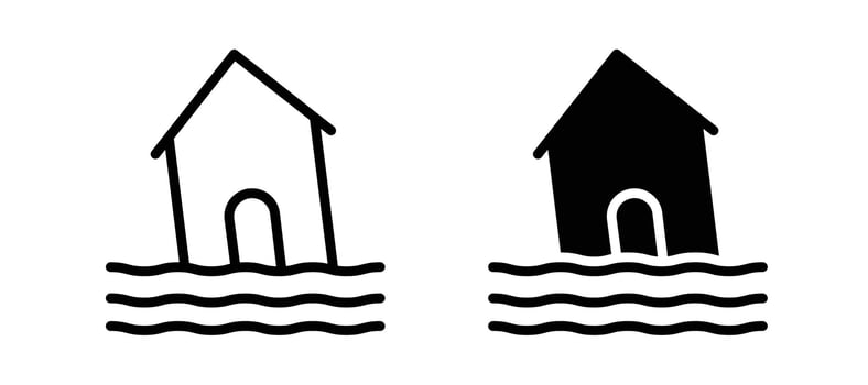 Flood icon in black color for website or app. vector