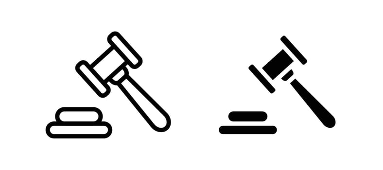 Gavel icon in black color for website or app. vector