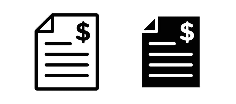 Invoice icon in black color for website or app. vector