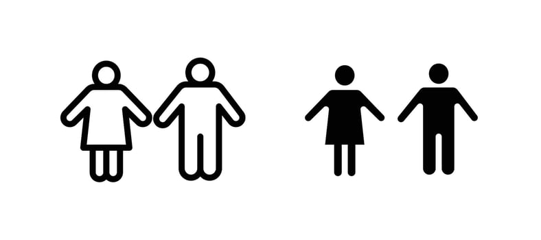 Man and woman icon in black color for website or app. vector