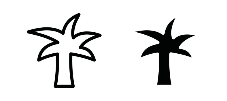 Palm tree icon in black color for website or app. vector