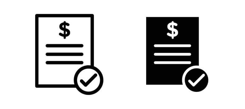 Payment receipt icon in black color for website or app. vector