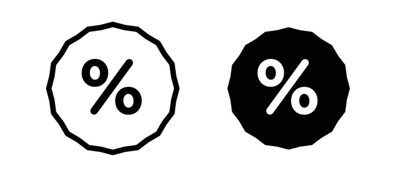 Percentage icon in black color for website or app. vector