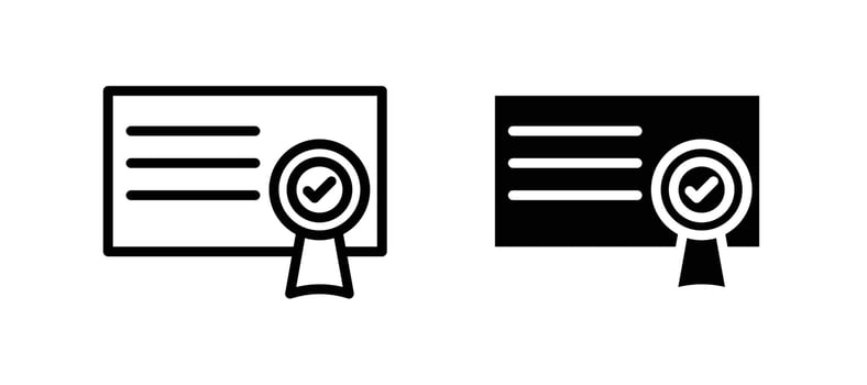 Qualification icon in black color for website or app. vector
