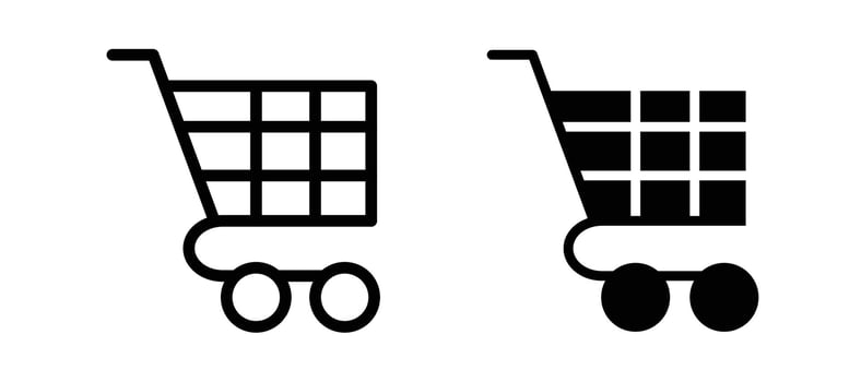 Shopping trolley icon in black color for website or app. vector