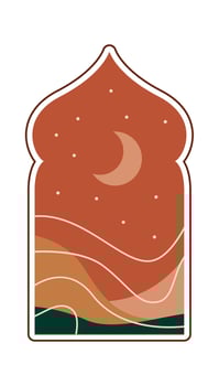 Oriental Arch With Sunset Landscape vector