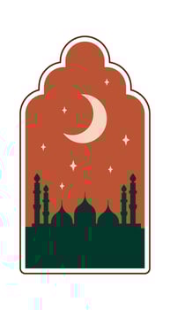 Oriental Arch With Mosque Landscape vector