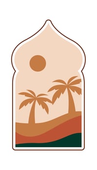 Oriental Arch With Beach Landscape Illustration vector