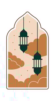 Oriental Arch With Sky Landscape vector