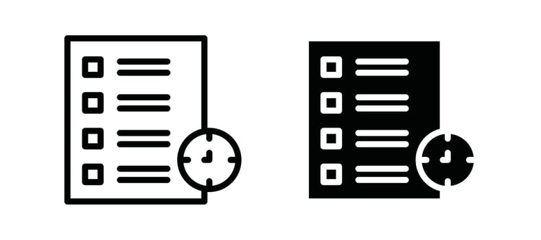 Timesheet icon in black color for website or app. vector