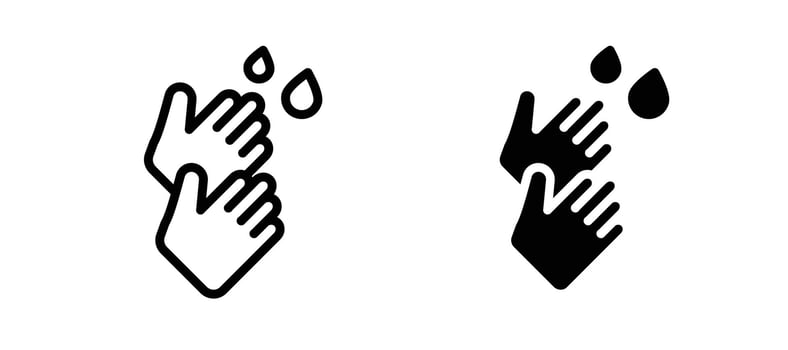Wash hands icon in black color for website or app. vector