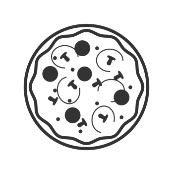 A Simple Flat Style Pepperoni Pizza with Mushrooms and Peppers Illustration png