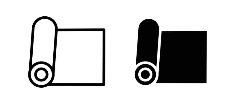 Yoga mat icon in black color for website or app. vector
