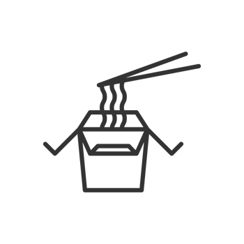 A Simple Line Chinese Noodle Takeout Box with Chopsticks Illustration png