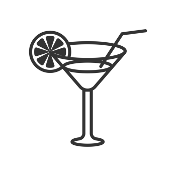 A Simple Line Art Cocktail Illustration with Orange Slice Garnish Design Element png