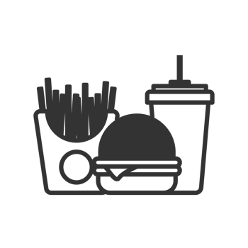 A Flat Illustration Burger Fries and Drink Fast Food Meal Icon png