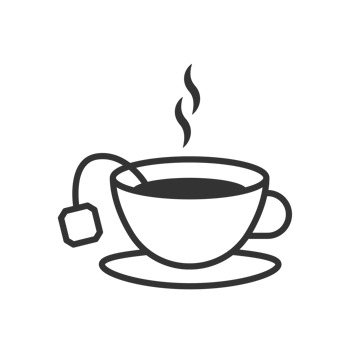 A Simple Cartoon Illustration of Hot Tea Cup with Steaming Tea Bag png