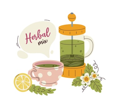 Herbal Tea Composition Illustration vector