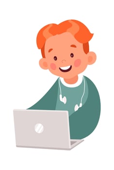 Boy With Laptop vector