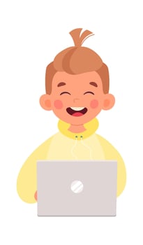 Laughing Boy With Laptop vector