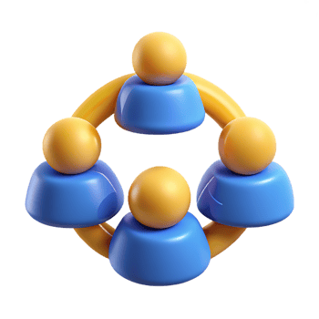 Network of connected people in a group on transparent background png
