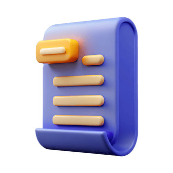 Stylized blue document with yellow elements on transparent background png