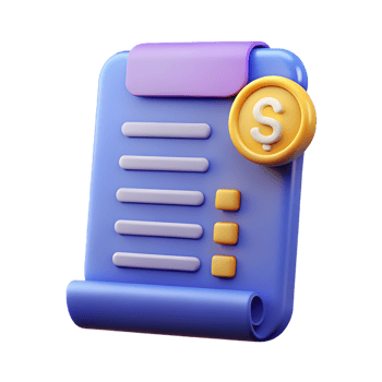 Stylized bill with coin illustration on transparent background png