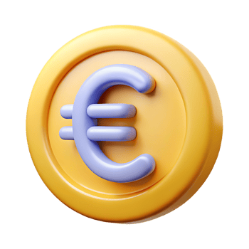 Charming gold euro coin rendered beautifully on transparent background png