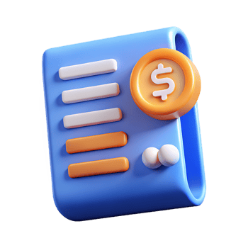Cute 3D rendering of money transaction receipt on transparent background png