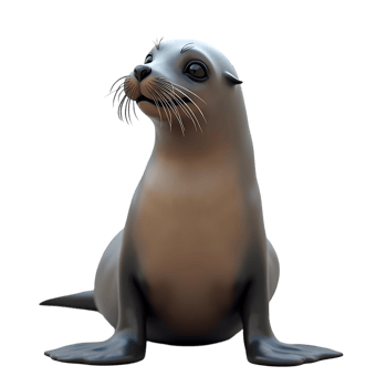 Sea Lion Pup 3D Render of a Curious Marine Mammal isolated on transparent background png