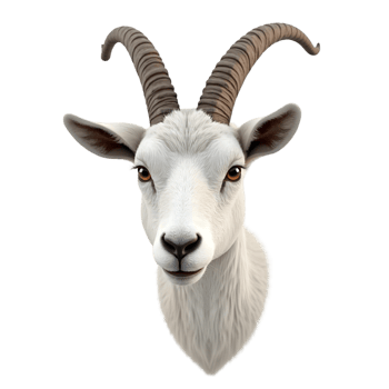 Majestic White Goat Head A Striking 3D Render isolated on transparent background png