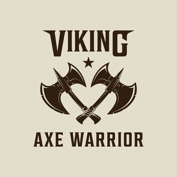 cross viking ax logo vintage illustration template icon graphic design . nordic warrior weapon sign and symbol for fantasy story or company with retro style concept vector