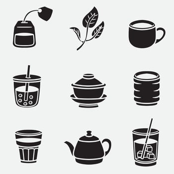 set of tea good for icon, symbol, element design, silhouette design, etc vector