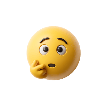 Pensive Emoji with Hand on Chin on Transparent Background yellow png