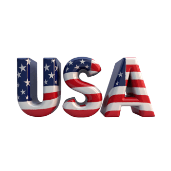 USA 3D Textured American Flag Letters Patriotic Graphic isolated on transparent background png