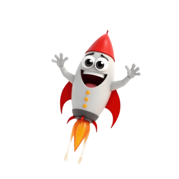 Joyful Rocket Character 3D Animation Launch Success Fun isolated on transparent background png