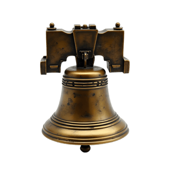 Liberty Bell Replica Antique Bronze Metal Bell Model isolated on transparent background png