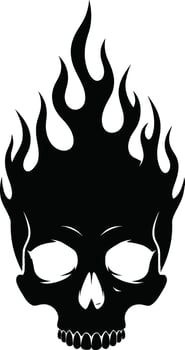 Intense flaming skull design brings edgy, dark vibes perfect for tattoos, apparel, and powerful branding with a classic yet modern gothic aesthetic vector