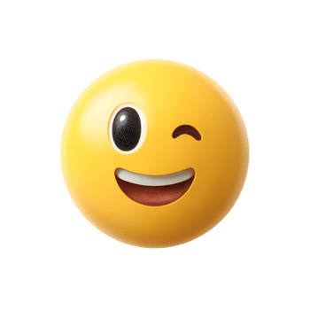Yellow Winking Emoji with a Smile on Transparent Background cheerful png