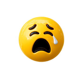 Crying Emoji with Tear on Transparent Background glossy yellow crying png