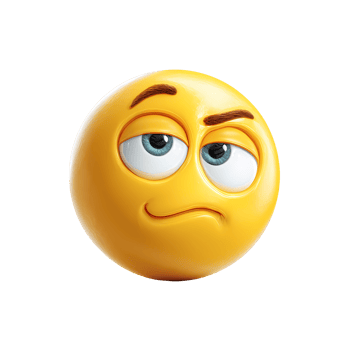 Skeptical Emoji with Raised Eyebrow and Smirk on Transparent Background png