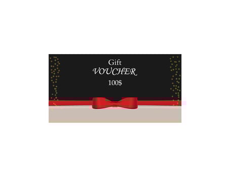 Elegant Gift Voucher Design With Black Background and Red Decorative Bow. vector