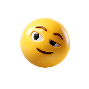 Skeptical Winking Emoji with Raised Eyebrow on Transparent Background yellow png