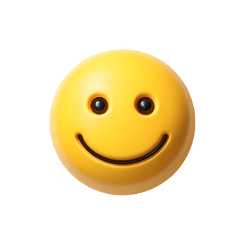 Yellow Smiley Face Emoji with Glossy Finish on Transparent Background png