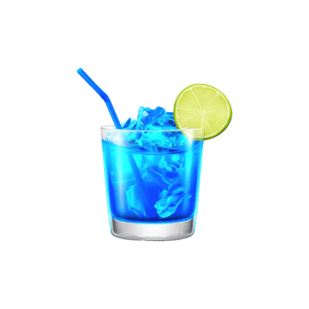 Blue Cocktail With Lime Garnish And Straw. Refreshing Beverage For Summer Parties And Tropical Themes Isolated On Transparent Background png