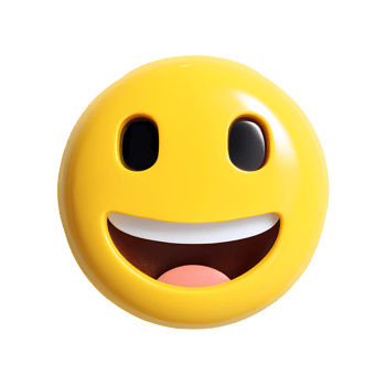 Yellow Smiling Emoji with Open Mouth on Transparent Background bright png